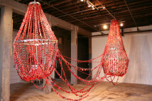 Candy hanging sculpture by kathleen griffin